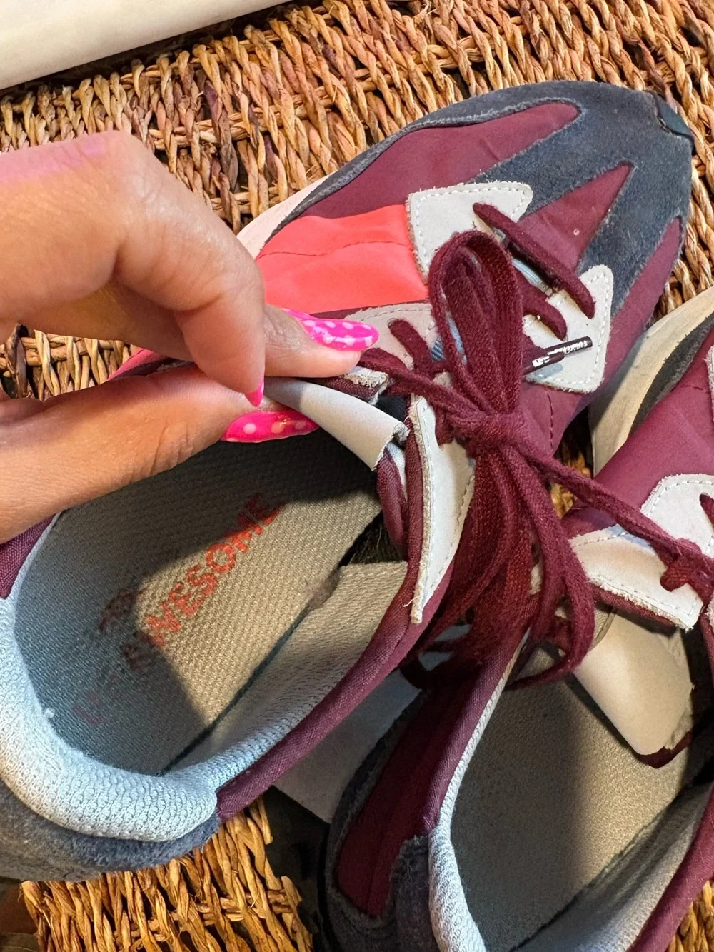 New balance x Figs 327 Burgundy / Hot Coral Low Top Sneakers size 10